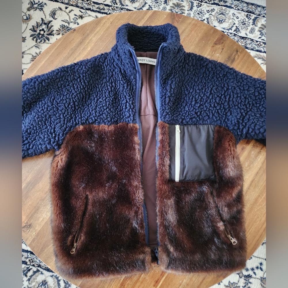 Sandy Liang Navy and Brown Fleece